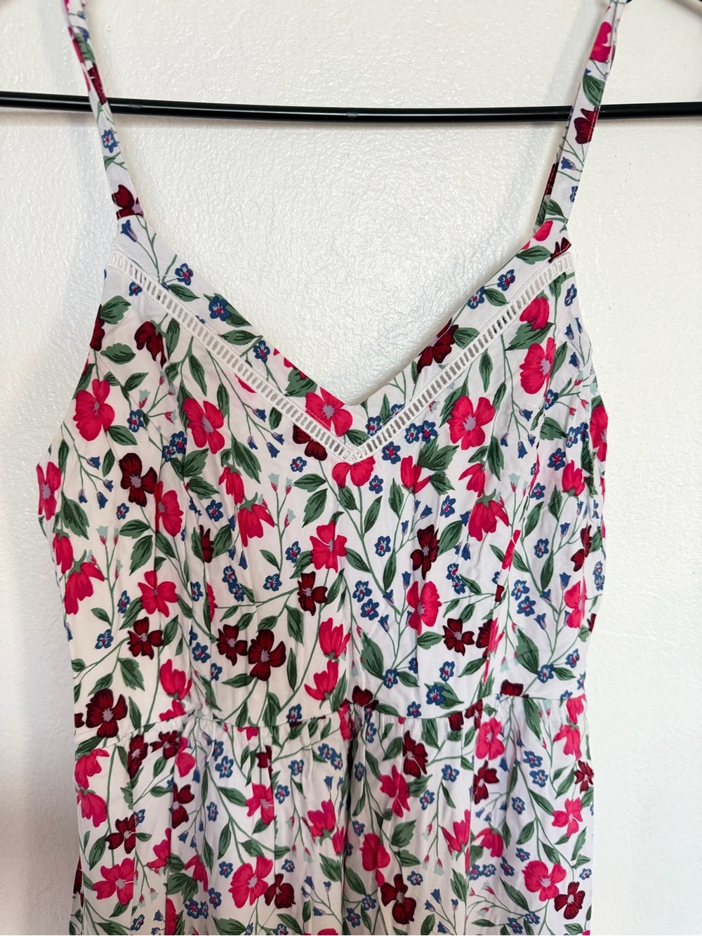 Old Navy White Floral Maxi Dress with Pink and Green Print